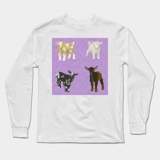 Baby Goats Pattern Purple Long Sleeve T-Shirt